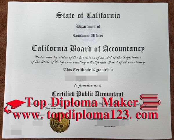 Fake CPA certificate sample