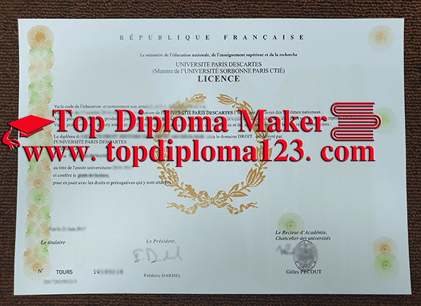 Universite Paris Descartes degree free sample from topdiploma123.com