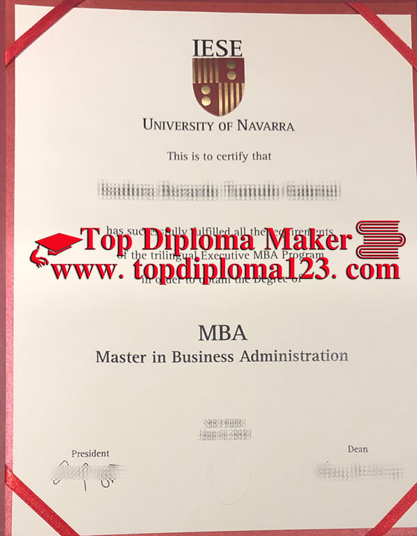  Business School MBA diploma, University of Navarra degree