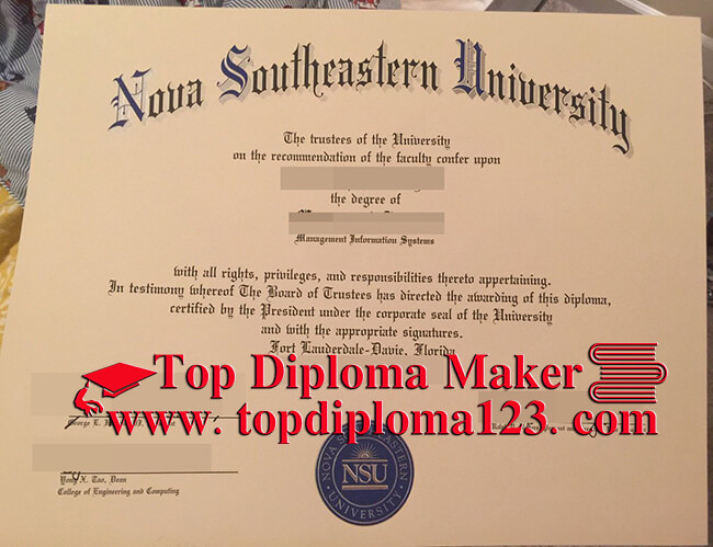 Nova Southeastern University (NSU) diploma 