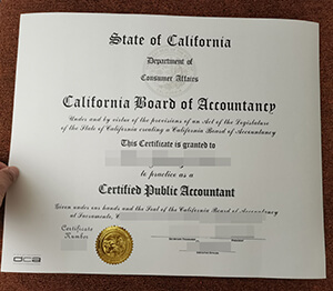 State of California CPA fake certificate for sale, 