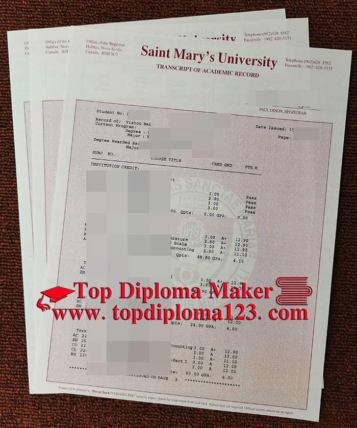  Saint Mary's University transcript