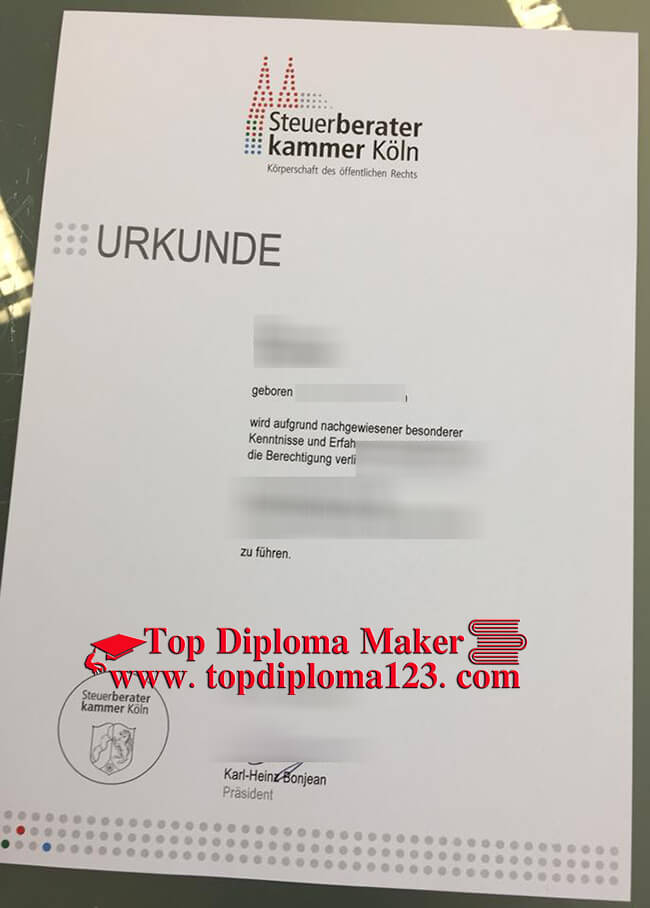 Steuerberaterkammer Köln Urkunde