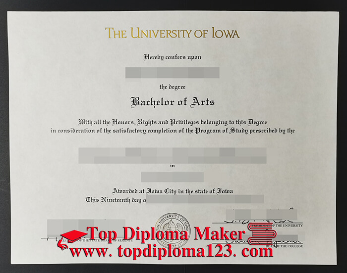 University of Iowa Bachelor of Arts diploma 